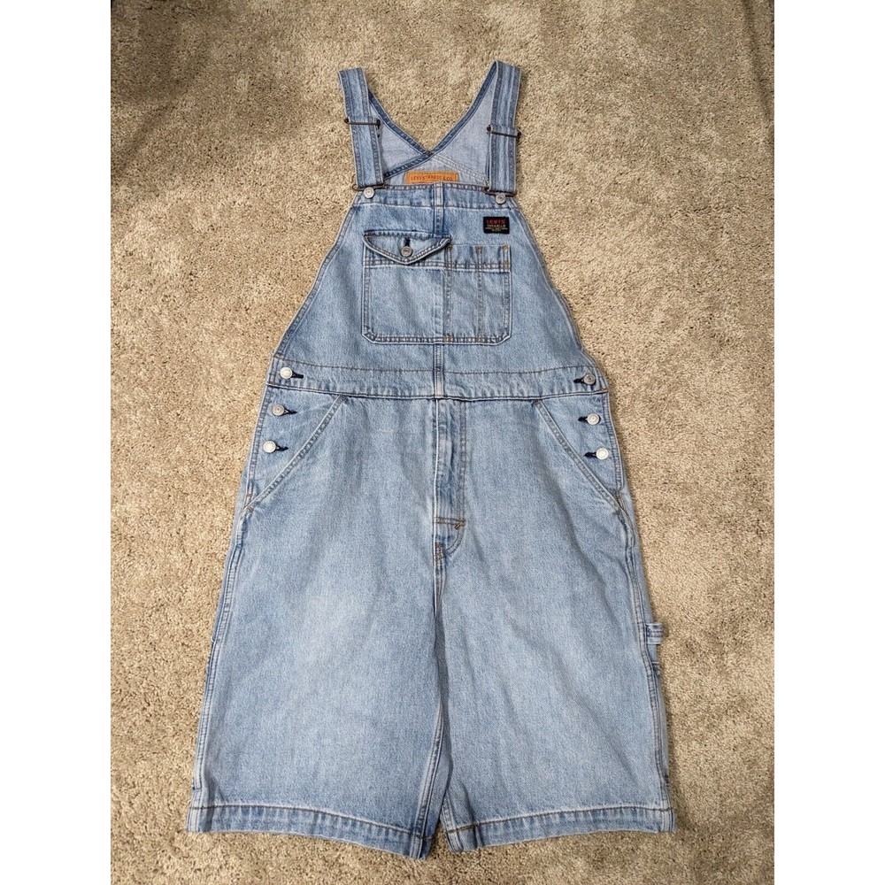 LEVIS 10" OVERALLS SHORTS Size Medium A2048-0002-LIGHT WASH 90S Y2K BAGGY Unisex